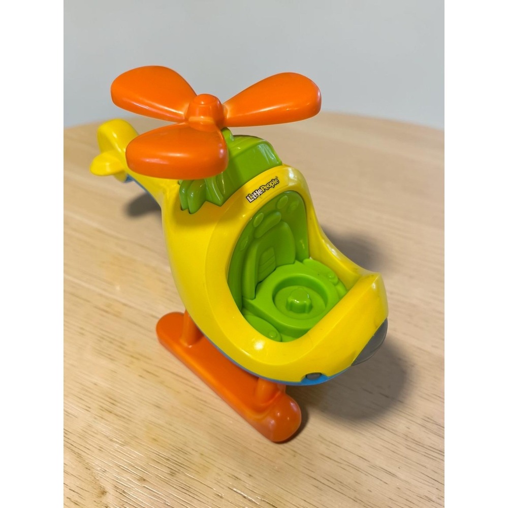 Fisher-Price Little People Helicopter Yellow Orange Toy Vehicle Mattel 2013